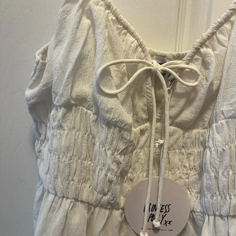 NWT White Boho Mini Dress Size 12 - Picture 10 of 13